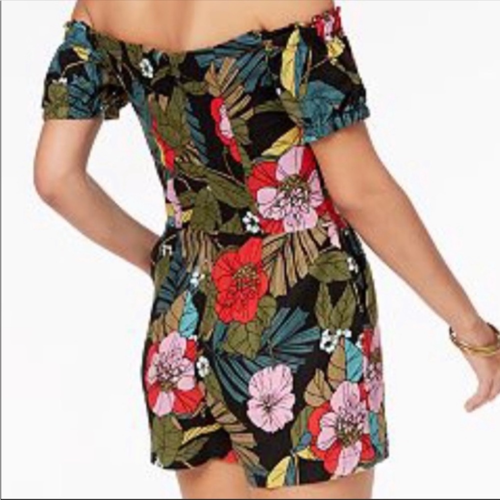 Guess linen Tropical Floral Lace up off the shoulder - Picture 2 of 7